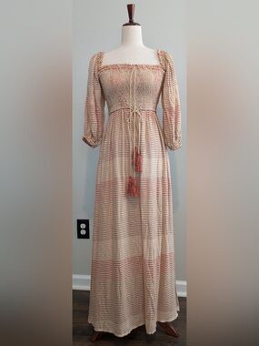 DRA Los Angeles Lauren Dress Off Shoulder Romantic Boho Smocked Bodice Sz XS NWT